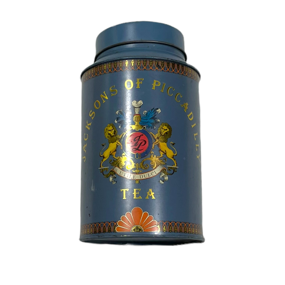 Jacksons of Piccadilly Tea Canister Tin Medium Blue Vintage